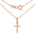 thumbnail image 1 of Cadena y Dije Cruz 1.1 cm Zirconias Oro Rosa Sólido 14k Casa del Anillo, 1 of 3