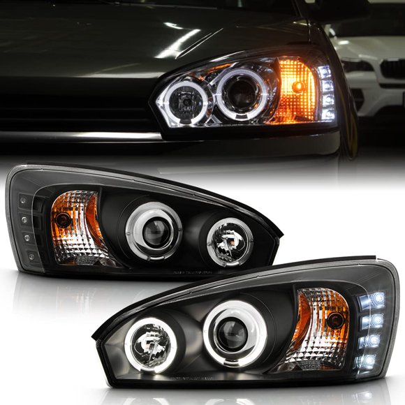 ACANII - pour 2004-2007 Chevy Malibu Projecteur à Halo LED Boîtier Noir, Assemblage de Phare et Phare, Conducteur et Passager