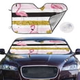 thumbnail image 3 of Lsque Gold Glittering Hearts and Flamingos Car Windshield Sun Shade | Accordion Folding Style Auto Shade for Car Truck SUV Van | Blocks UV Rays Sun Visor Protector | Medium, 3 of 7