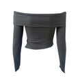 thumbnail image 6 of zaveiop off The Shoulder Tops for Women Fall Fashion 2025 Long Sleeve Shirts Going out Slim Fitted Blouses Y2K Clothes (Z1-Grey, XS), 6 of 6