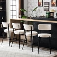 thumbnail image 4 of 4 Modern Kitchen Bar Stools - Beige Fabric, Metal Base Dining Room Ready Counter Island Stylish, 4 of 5