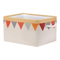 Unique Bargains Fabric Collapsible Storage Cube Basket with Handles for Shelves 1pcs Beige