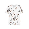 thumbnail image 4 of Fiudx Ofertas y Liquidaciones Blusa Holgada Estampada con Cuello Redondo Retro de Manga Corta a La Moda para Mujer, Manga Tres Cuartos, 4 of 5