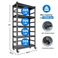 thumbnail image 5 of 72"H Heavy Duty Storage Shelves Adjustable 5-Tier Metal Shelving Unit with Wheels for 2500LBS Load Kitchen, Garage, Pantry, and More 21752, 5 of 9