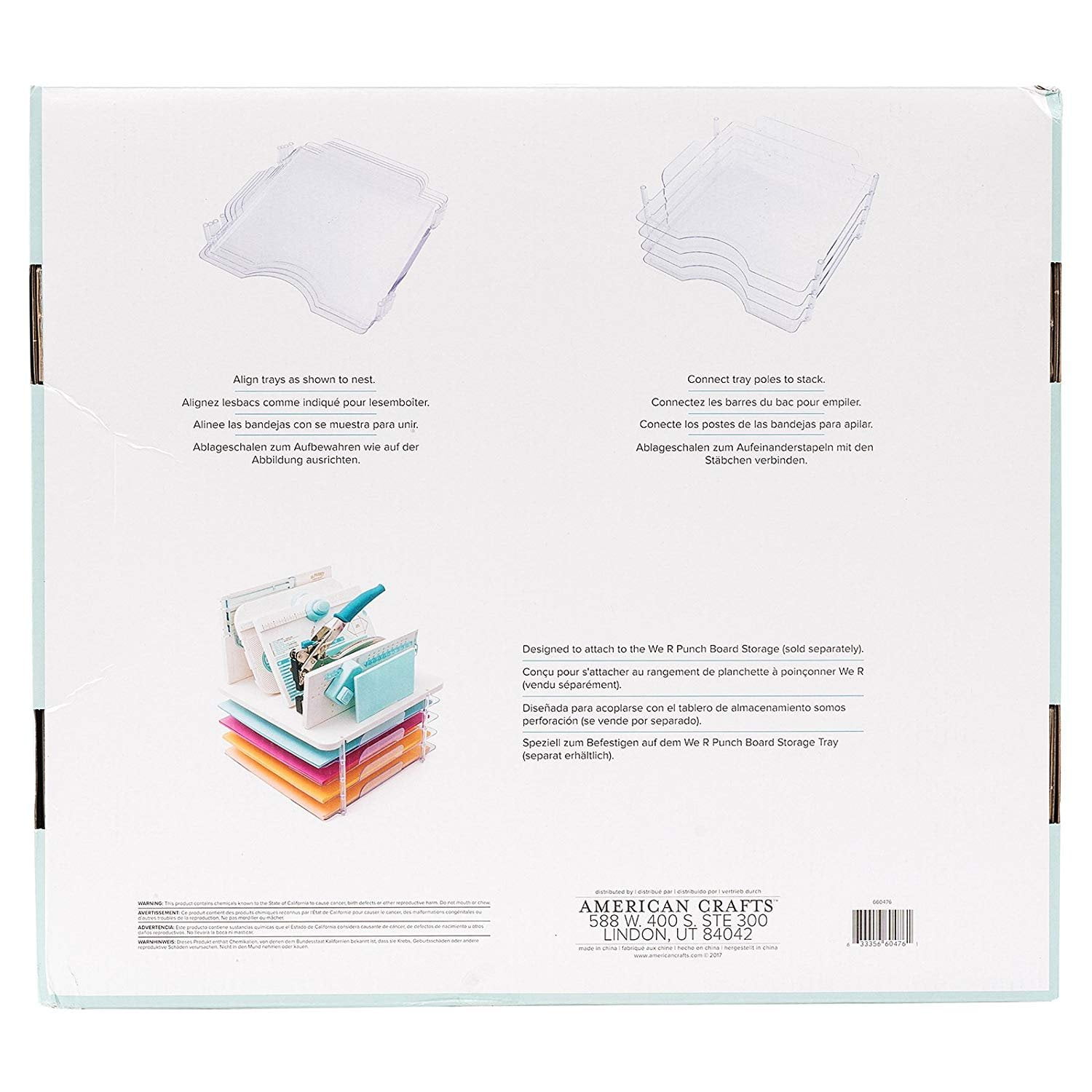 Stackable Acrylic Paper Trays Retail Packaged 4/Pkg-Clear 12"X12"
