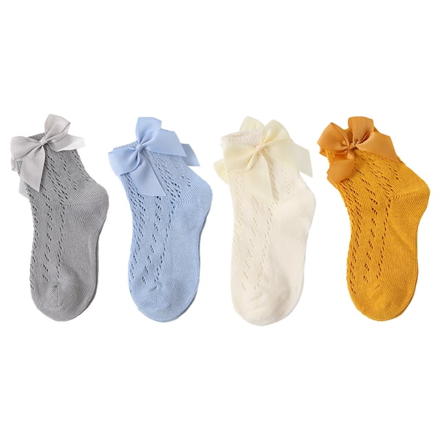 Calcetines de vestir de malla transpirable, calcetines tobilleros para niñas pequeñas, calcetines para bebés pequeños, 4 pares para niñas