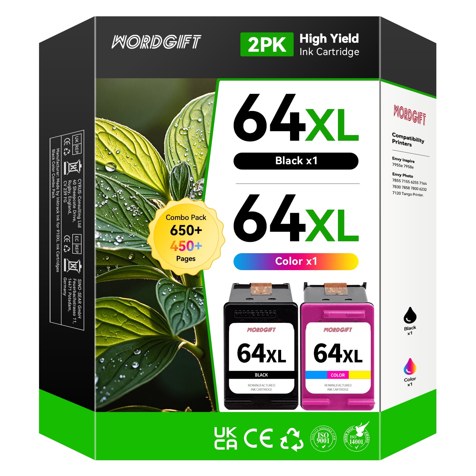 Tarjeta Grafica 12 GB 64XL - Cartucho De Tinta Negro De Repuesto Para HP Ink 64 64XL HP64 De Alto Rendimiento Para Envy Photo 7858 7855 7155 6255 6252 7120 7158 Envy