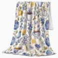 thumbnail image 2 of Blue White Teaware Lavender Lemon Botanical, Playful Food Art Scene, Warm Flannel Blanket for Living Room and Reading Nook, Art Lovers Friendship Gift, Playful Home Decor, 2 of 9