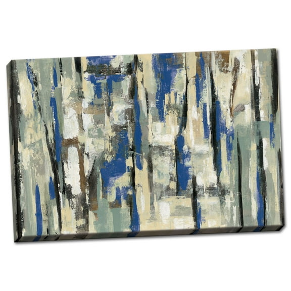 Gango Home Decor Contemporary Spring Stripes Blue by Silvia Vassileva (Ready to Hang); One 18x12in Hand-Stretched Canvas