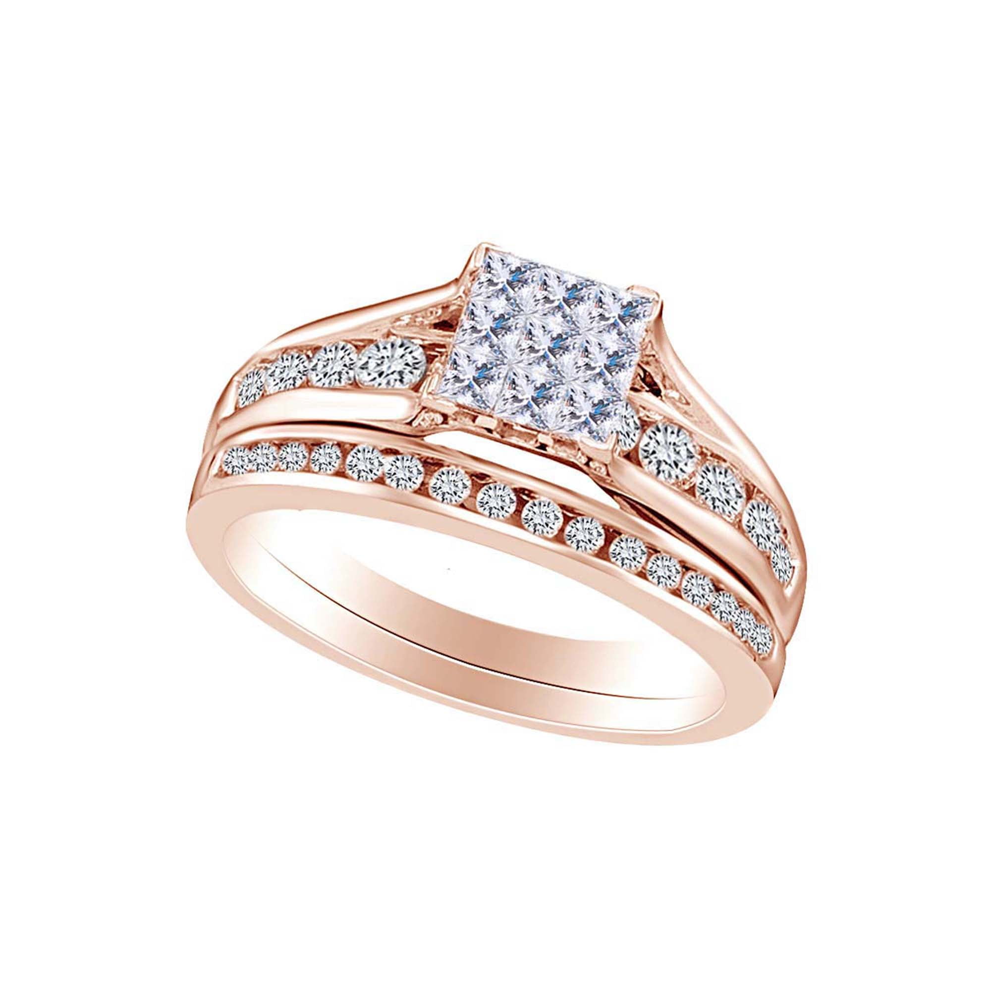 1/8 cttw, Diamond Wedding Band in 10K Pink Gold G-H,I2-I3 Size-12 1/8 cttw, Diamond Wedding Band in 10K Pink Gold G-H,I2-I3 Size-12