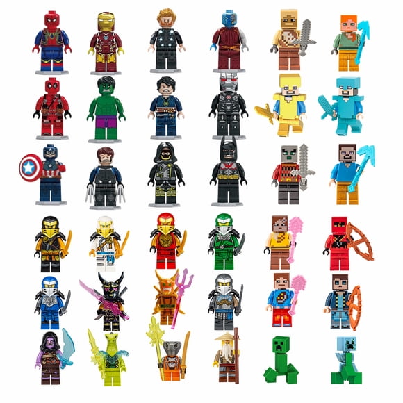 Set de 36 Figuras de Bloques Mini: Héroes y Guerreros Pixel – Juguetes de Personajes Armables para Juego Creativo y Colección
