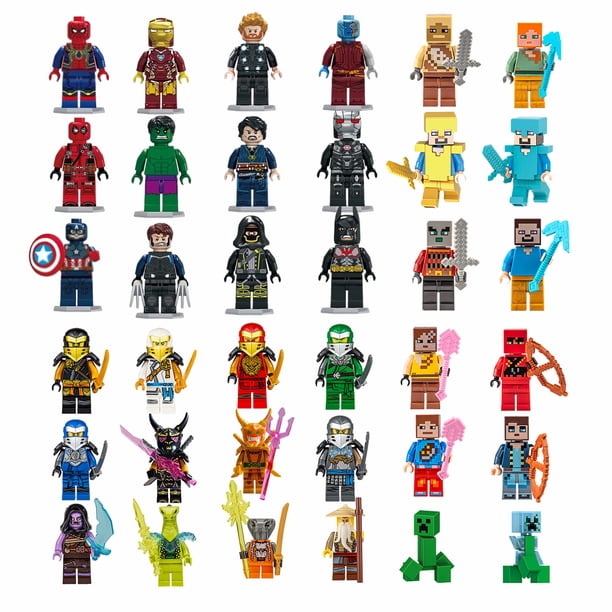 Set de 36 Figuras Mini de Bloques: Héroes y Guerreros Pixelados – Juguete de Construcción para Juego Creativo y Colección
