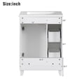 thumbnail image 4 of 24-Inch Bathroom Vanity with Ceramic Sink, Modern Freestanding Single Bathroom Cabinet with 6 Drawers & 2 Cabinets for Bathroom, Soft Closing and Solid Wood Frame, White, 4 of 7