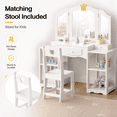 thumbnail image 3 of Ktaxon Kids' Wooden Vanity Table and Stool Set with Tri Folding Mirror, Princess Makeup Dressing Table,Children's Furniture, Girls Gift, White, 3 of 7