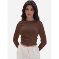 thumbnail image 4 of Women's Long Sleeve T-shirts Crew Neck Slim Fit Layered Crop Tops Soft Basic Tee, 4 of 6