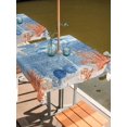 thumbnail image 2 of Outdoor Tablecloth with Umbrella Hole for Patio/Picnic/Party/Camping, Blue Jellyfish Waterproof Table Cloth Square Cover Washable, Retro Coastal Nautical Starfish Coral Leaves (54"x 54"), 2 of 9