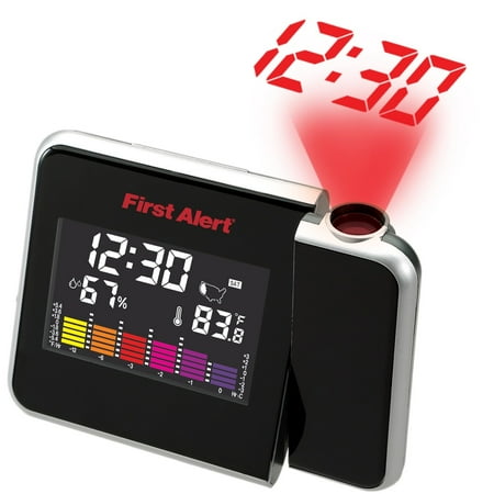 Usa Time Zone Display - SFA2200 Indoor Temperature Station with Projection Clock, Display of Time, Weekday and Indoor Temperature and Humidity, Calendar, Time Zone Map By First Alert
