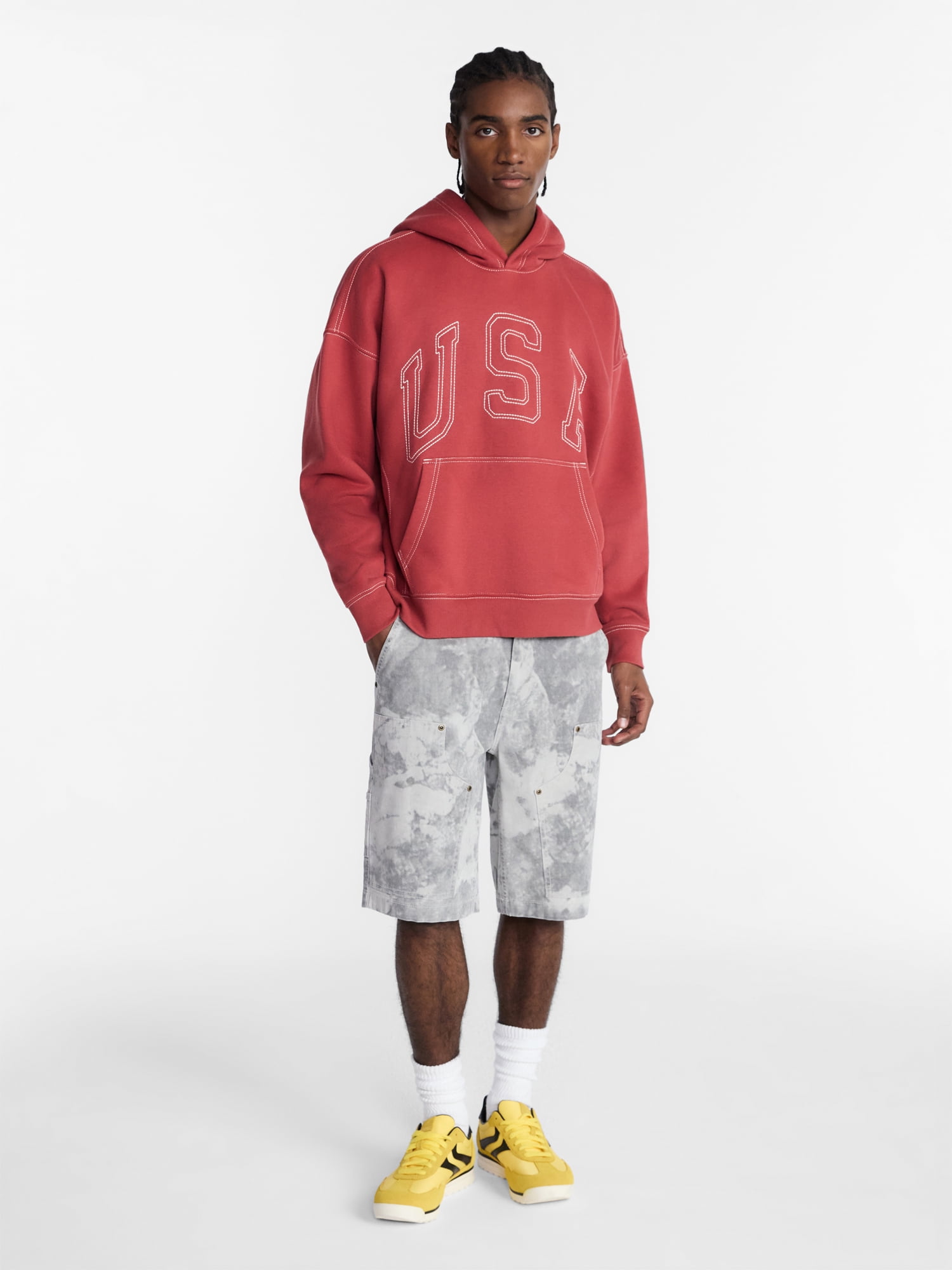 No Boundaries USA Hoodie with Embroidery, Men's XS-4XLT