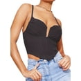 thumbnail image 4 of Liacowi Women Sexy Spaghetti Strap Bustiers Crop Top V Neck Pleated Irregular Slim Fit Tank Tops Vintage Vests, 4 of 9