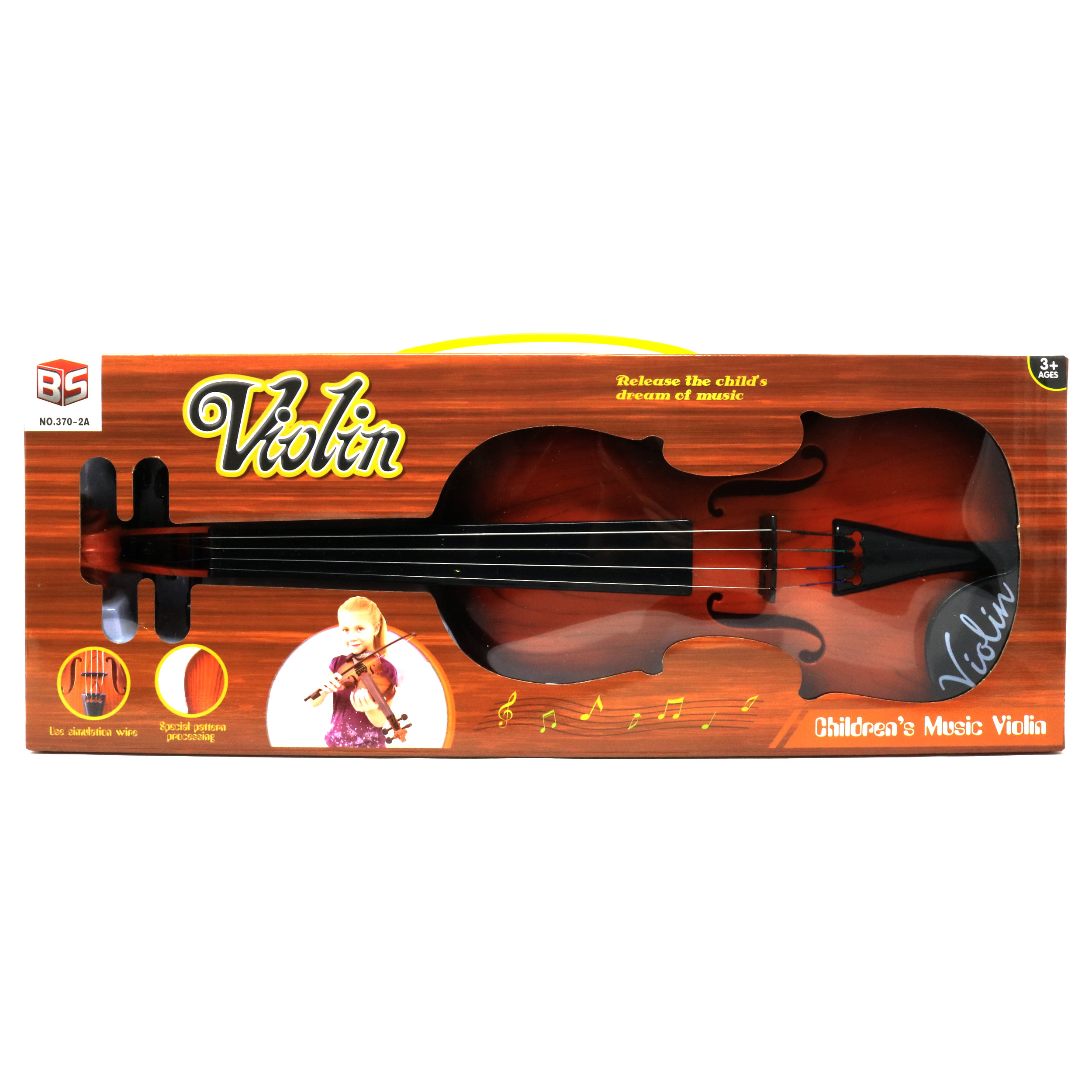 Plastic Retailery Toy Violin And Bow 1/8 Size 