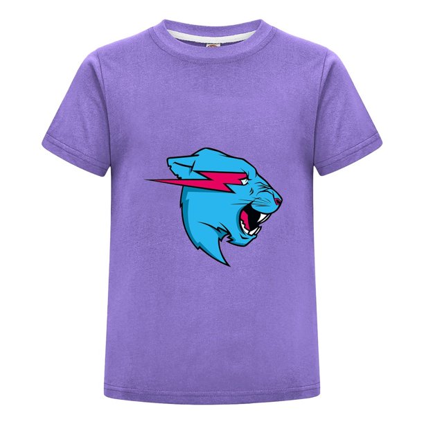 Camiseta MrBeast Niño Niña Verano Algodón Playera Pantera Azul Infantil Regalo Moda Casual Fans Ropa Fresca Estampada Diario