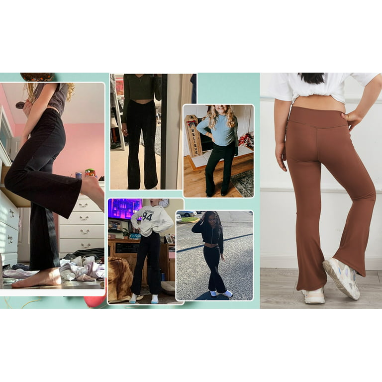 Mafulus Girls Yoga Pants V Cross Waist Wide Leg Flare Pants High Waist  Bootcut Pants with Pockets
