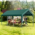 thumbnail image 4 of Winkalon Outdoor 12 x 20 ft Carport Shelter Storage Shed Steel Metal Peak Roof Anti-Snow Portable Garage Carport for Motorcycle, Boat or Garden Tools, Green, 4 of 7