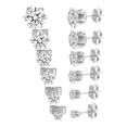 thumbnail image 1 of Aretes Zirconia Acero Inoxidable Hipoalergénico 6 Pares Plata, 1 of 5