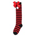 thumbnail image 3 of Girl Christmas Thigh High Socks Striped Teen Girls Over the Knee Long Socks with Bowknot Holiday Knit Stockings Gift, 3 of 4