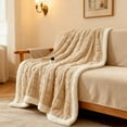 thumbnail image 3 of Dual-Layer Cable Knit Fleece Throw Blanket - Warm Soft Flannel & Sherpa Blanket for Couch Bed, Cozy All-Season Sofa Decor (100x150cm), 3 of 6