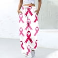 thumbnail image 2 of UPPADA Womens Breast Cancer Graphics Joggers Pants Pink Ribbon Print Loose Trousers Sweatpants for Women High Waist Breast Cancer Awareness Pants with Pockets Pink,M, 2 of 5