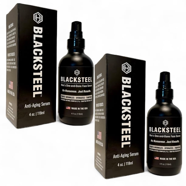 Suero Facial BLACKSTEEL para Hombre Antiedad con Retinol y Ácido Hialurónico