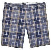 Tommy Hilfiger Men Plaid Flat Front Shorts (40, Navy/Cadet Blue/Wheat)