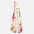 thumbnail image 2 of Morttic Women‘s Elegant One Shoulder Floral Print High Waist A-Line Maxi Dress with Self-Tie Belt & Flowy Hem Apricot，XL, 2 of 3