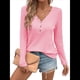thumbnail image 1 of Blusa de Otoño con Cuello en V, Larga, Cuello Halter y Botones, Informal, Elegante, de Punto Gofre para Mujer. Rosa XXL, 1 of 7