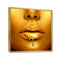 thumbnail image 3 of Designart 'Gold Paint Drips From Sexy Girl Lips' Modern Framed Canvas Wall Art Print, 3 of 5