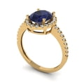 thumbnail image 2 of Solitaire with Accents Engagement Ring for Women - 2.27ct Simulated Blue Sapphire in 18K Yellow Gold Promise Ring, 2 of 6