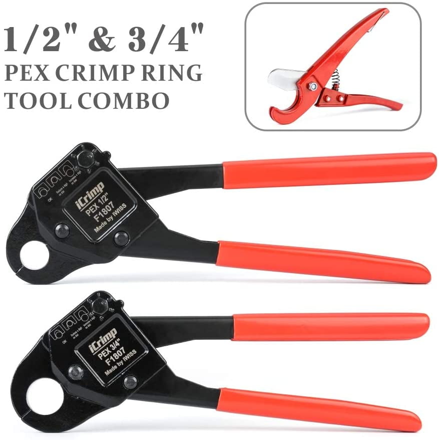 IWISS IWSC 2PCS F1807 Angle PEX Crimper Crimping Tools with 1/2" & 3/4