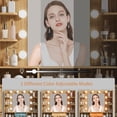 thumbnail image 6 of FANRAL 57" Fluted Vanity Dresser Combo with Lighted Mirror,RGB Adjustable Lighting & 8 Drawers,Mid-Century Modern Dressing Table with Built-in Charging Station for Bedroom,Natural Oak Vanity, 6 of 8