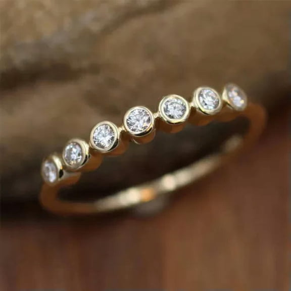 K-KED Elegant Gold Plated Ring Cubic Zircon Women Wedding Delicate Jewelry Sz 6-10-8