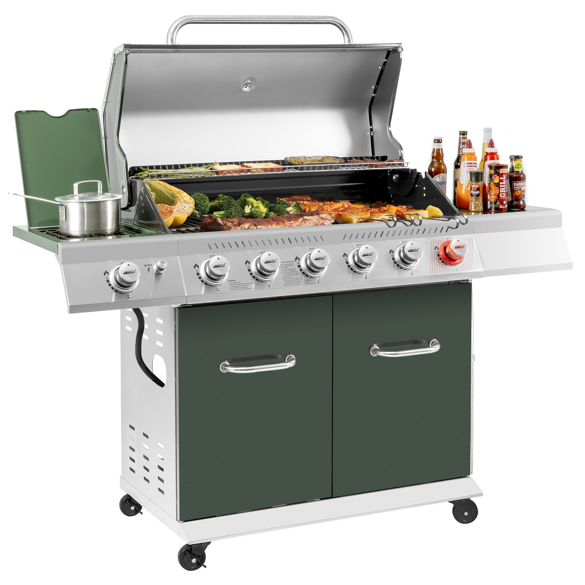 Nexgrill Deluxe 6-Burner Propane Gas Grill, Ceramic Searing Burner