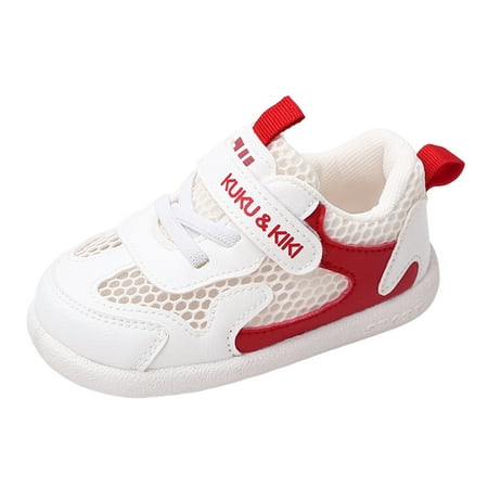 

QIANGONG Toddler Shoes Summer Toddler Shoes Boys And Girls Sneakers Flat Bottom Lightweight Mesh Breathable And Comfortable (Color: Red Size: 16 )