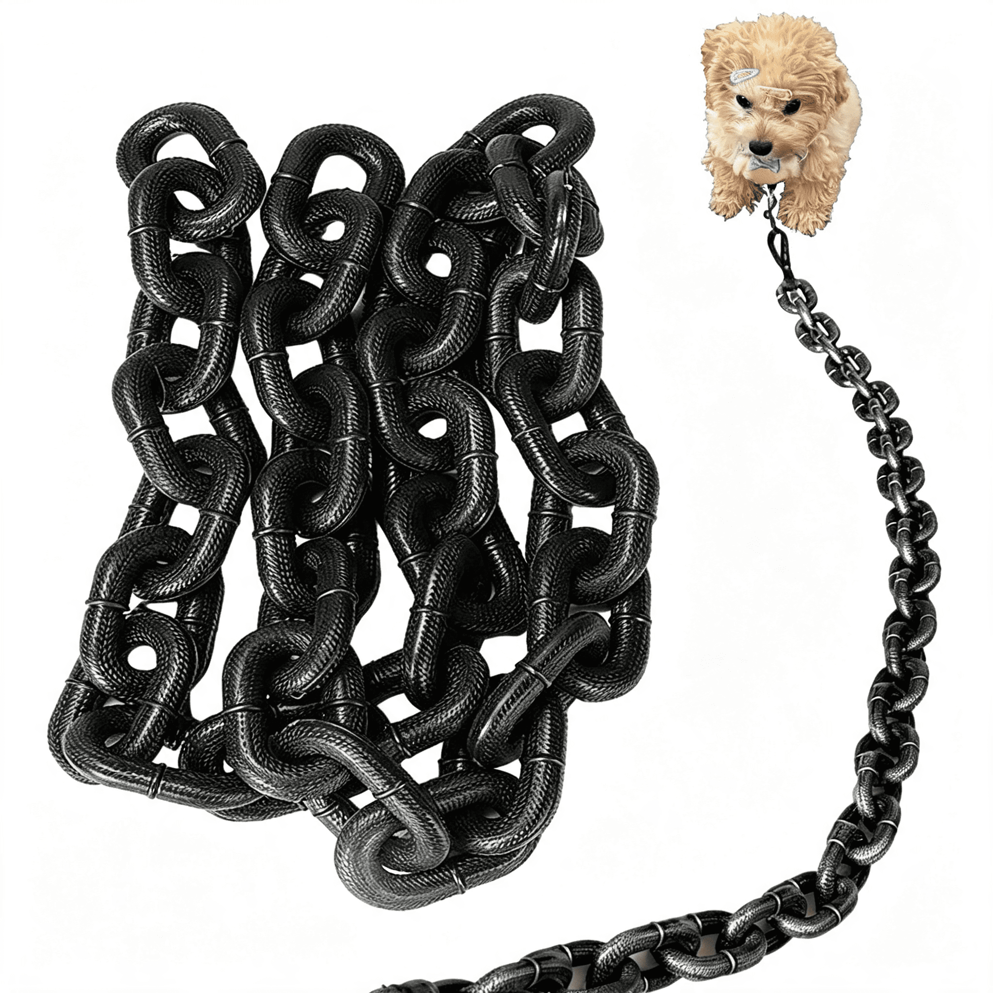 GASTROPOD Iron Paw Chain Leash Lightweight Big Chain Leash for Small Dog Funny Plastic Imitating Iron Chains Looks Strong and Heavy for Small Dog/Cat Photo Props (Black M-2M)
