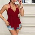thumbnail image 3 of Lmueinov Halter Tank Tops for Women Sleeveless Ruffle Hem Cami,Backless Tank for Summer Going Out Vacation Wear, 3 of 5
