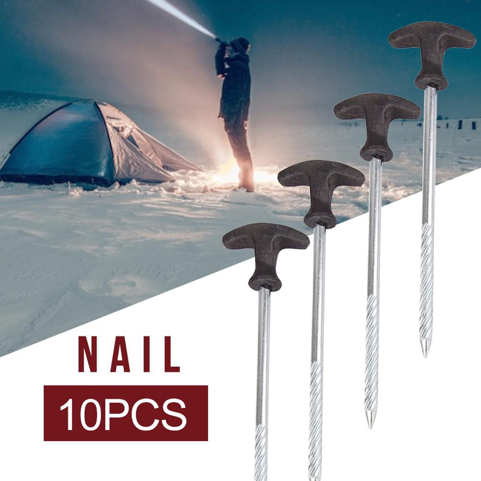 BIBABLYKE Upgraded Tent Pegs Ground Nail Camping Screw Pegs Tent Pegs for Garden Camping Travel Outdoor 10-piece/set Durable
