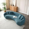 thumbnail image 2 of WILLIAMSPACE 101.4" Curved Sofa Cloud Couch, 5 Seat Comfy Teddy Fleece Boucle Fabric Deep Seat Leisure Sofa, Modern Half Moon Upholstered Couch with 4 Throw Pillows for Living Room, Blue, 2 of 7