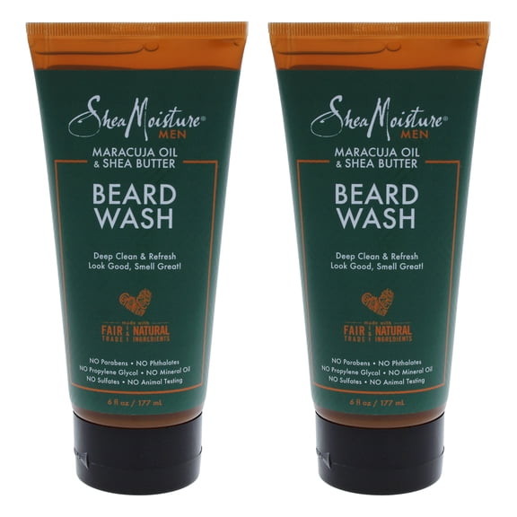 Maracuja Oil & Shea Butter Beard Wash Deep Clean & Refresh by Shea Moisture for Men - 6 oz Cleanser - Pack of 2