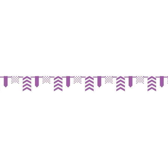 12ft Purple Polka Dot and Chevron Paper Flag Banner