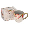 thumbnail image 3 of Christian Art Gifts Inspirational Scripture Ceramic Coffee & Tea Mug w/Gold for Women: Beauty from Ashes - Isaiah 61:3 Encouraging Bible Verse Present, White & Multicolor Marigold Floral, 11 fl. oz., 3 of 4