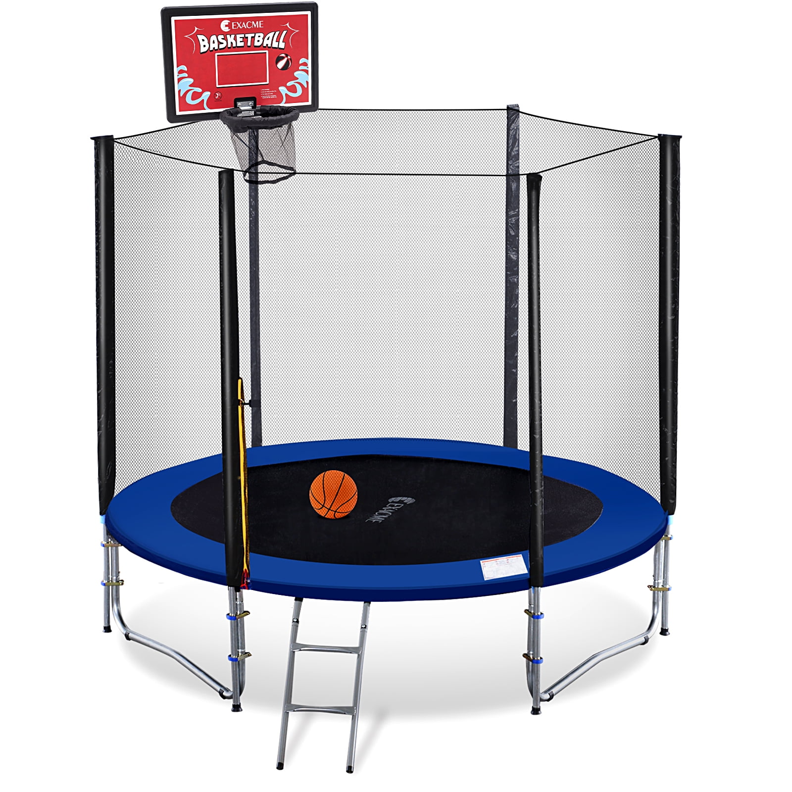 Exacme Trampoline with Red Rectangular Basketball Hoop, T8+BH07RD